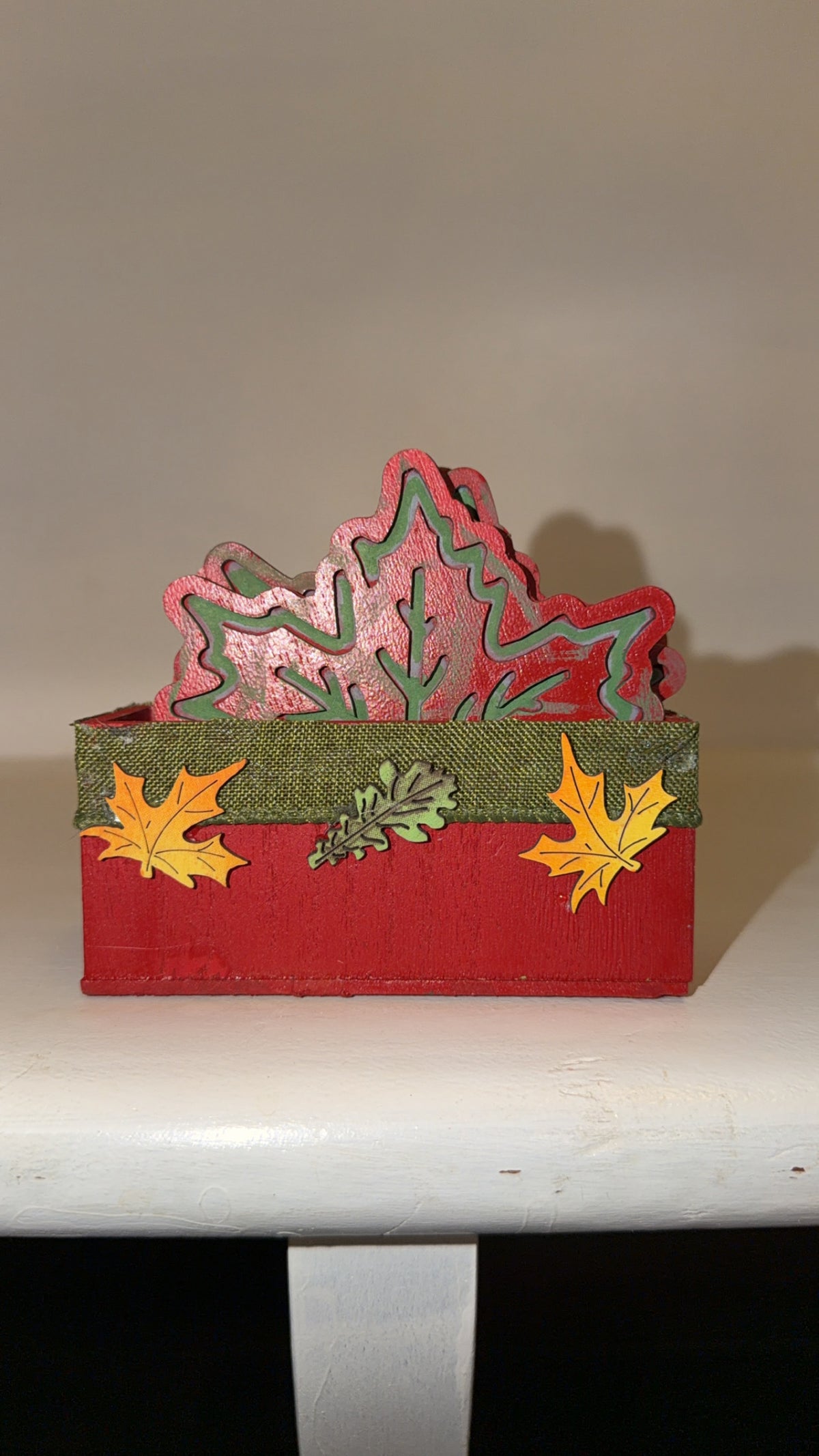 Custom Made Red Leaf Coaster Set (4)
