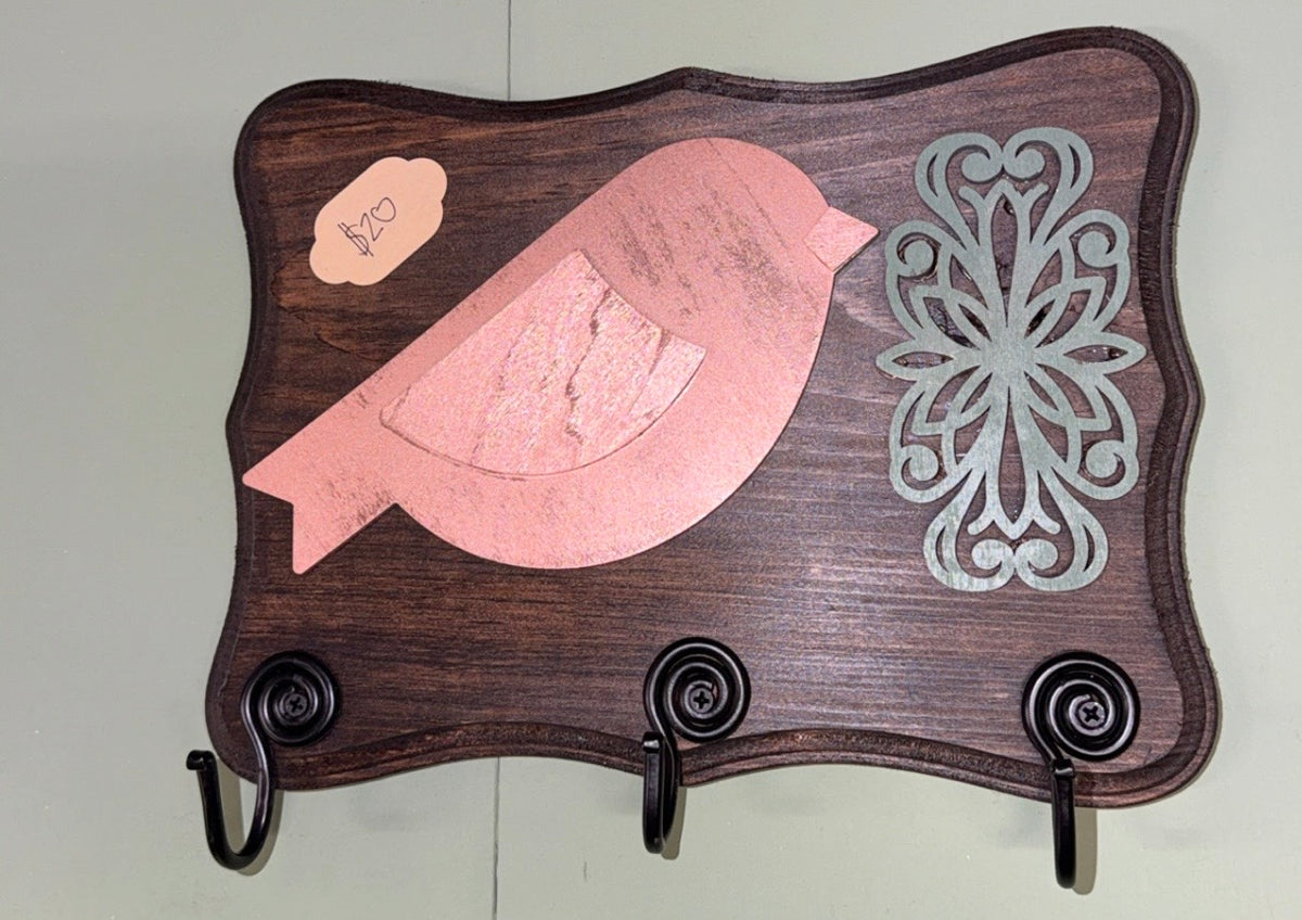 Stained Bird Key Holder Plaque