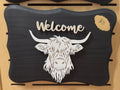 Black Highland Cow Welcome Plaque
