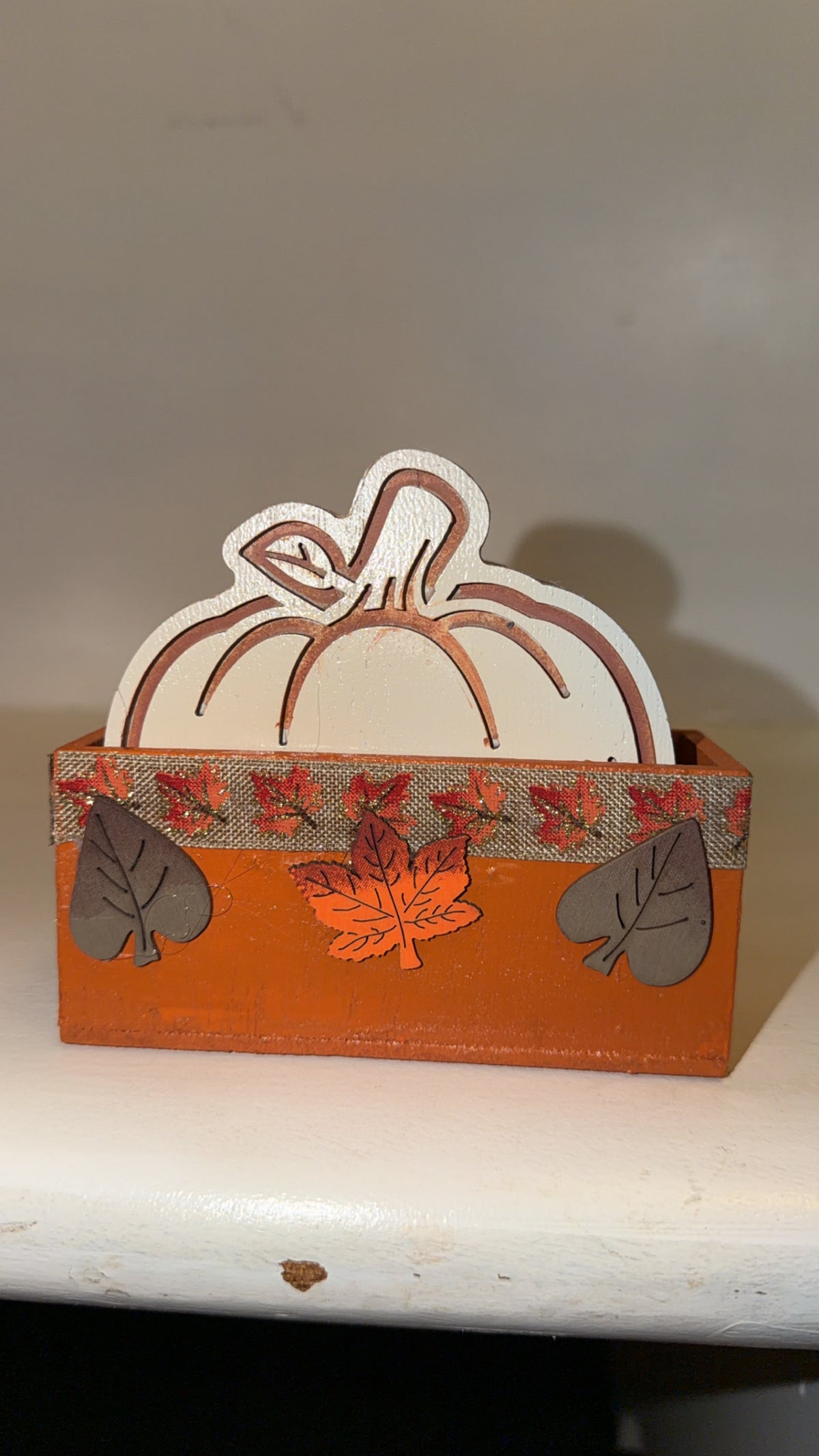 Custom Made Cream Pumpkin Coaster Set (4)