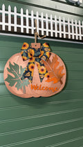 Copper Pumpkin Door Hanger Sign