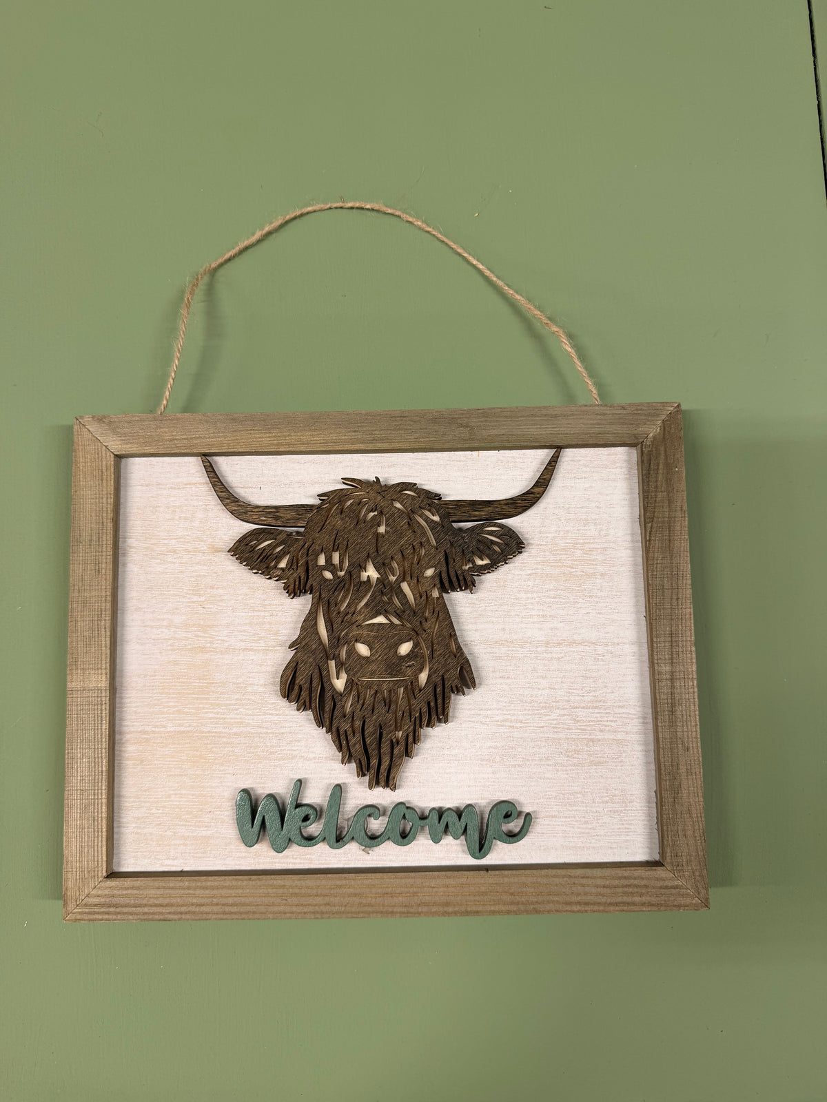 Rustic Highland Cow Welcome Sign