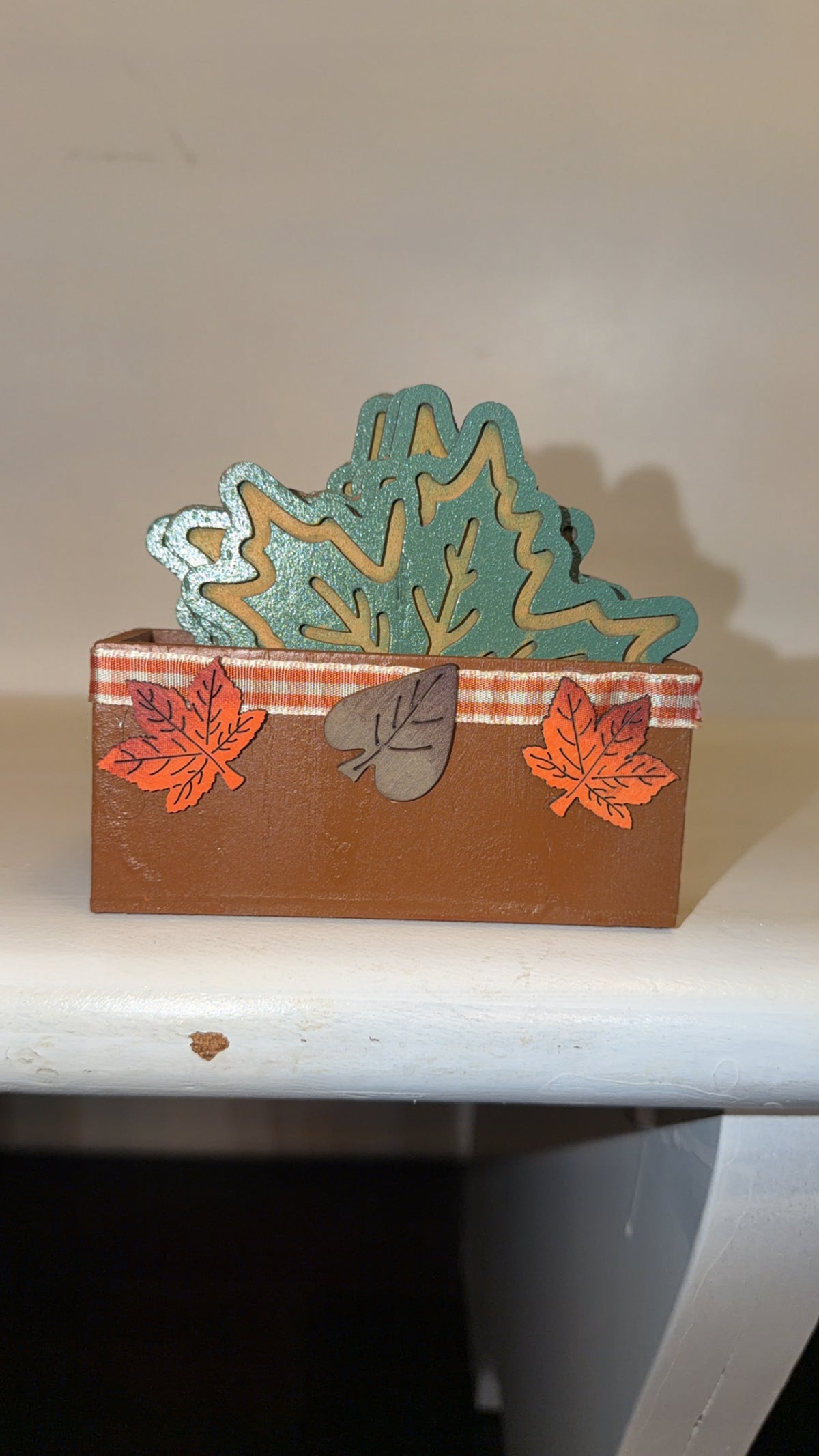 Custom Made Fall Green Leaf Coaster Set