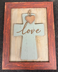 Rustic Cross with Love Frame Decor