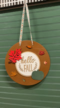Hello Fall Round Door Hanger Sign
