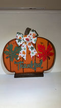 Orange Tabletop Thankful Pumpkin Decor