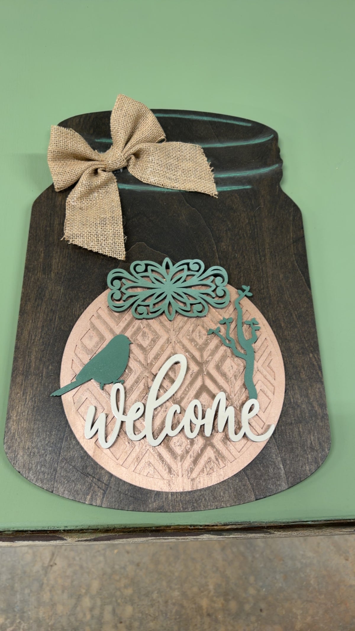Handmade Bird Mason Jar Hanging Sign