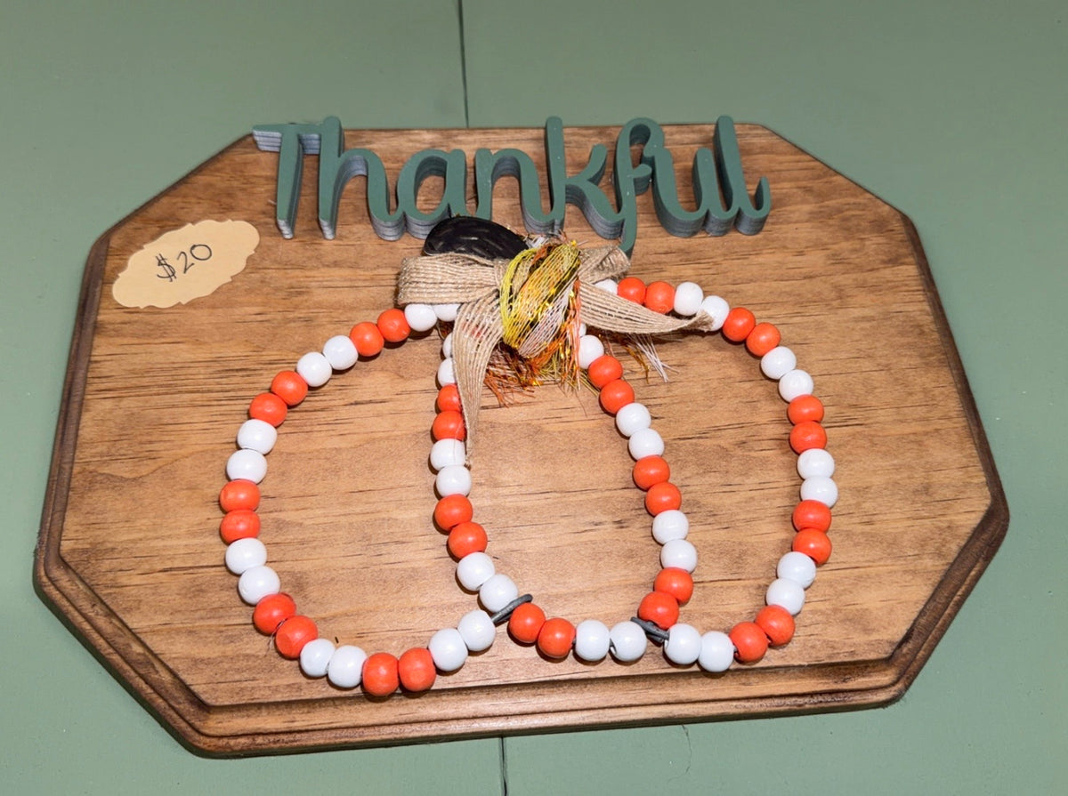 Thankful Wood Pumpkin Plaque