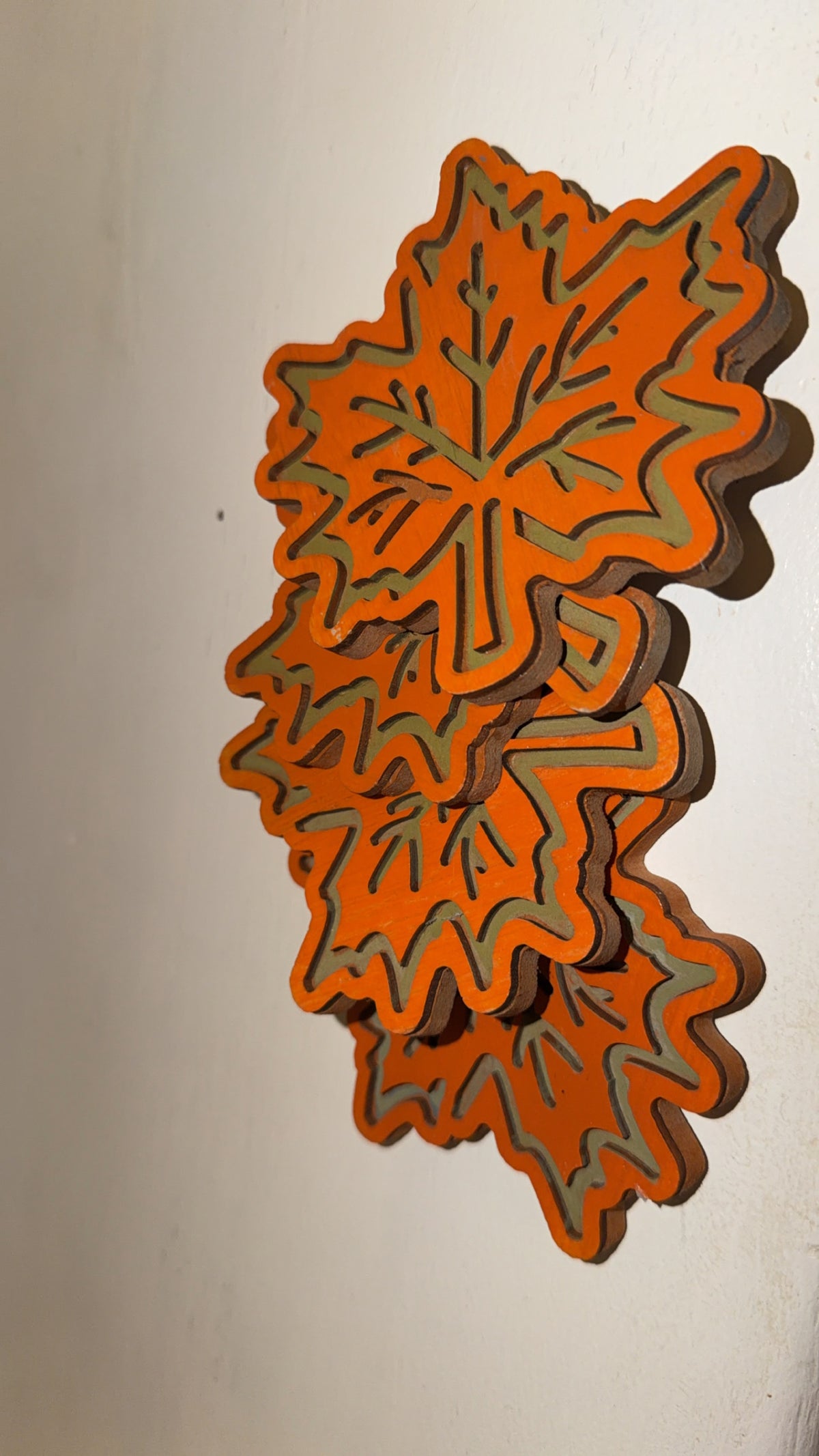 Custom Made Fall Orange Leaf Coaster Set (4)