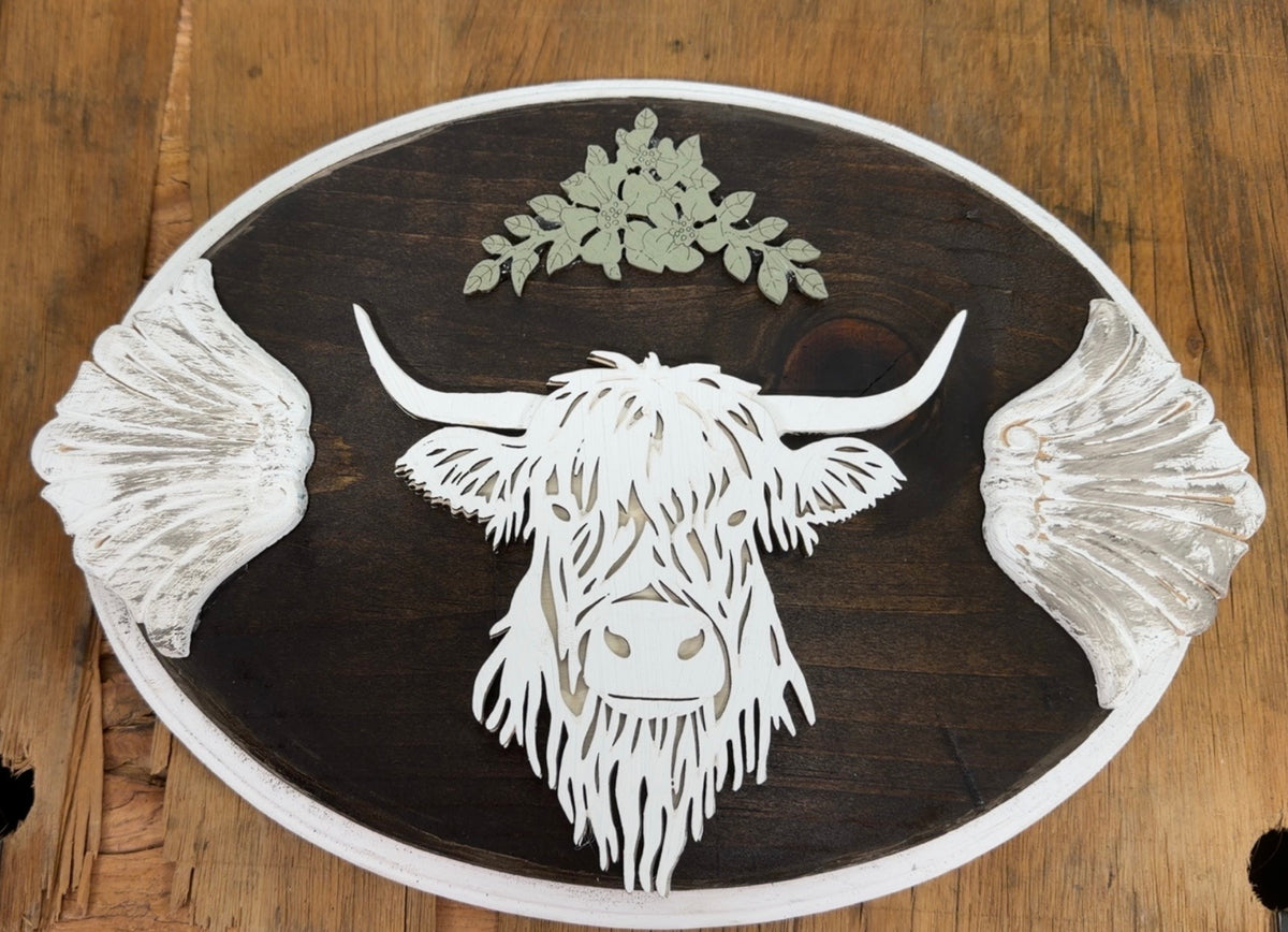 Rustic Highland Cow Plaque