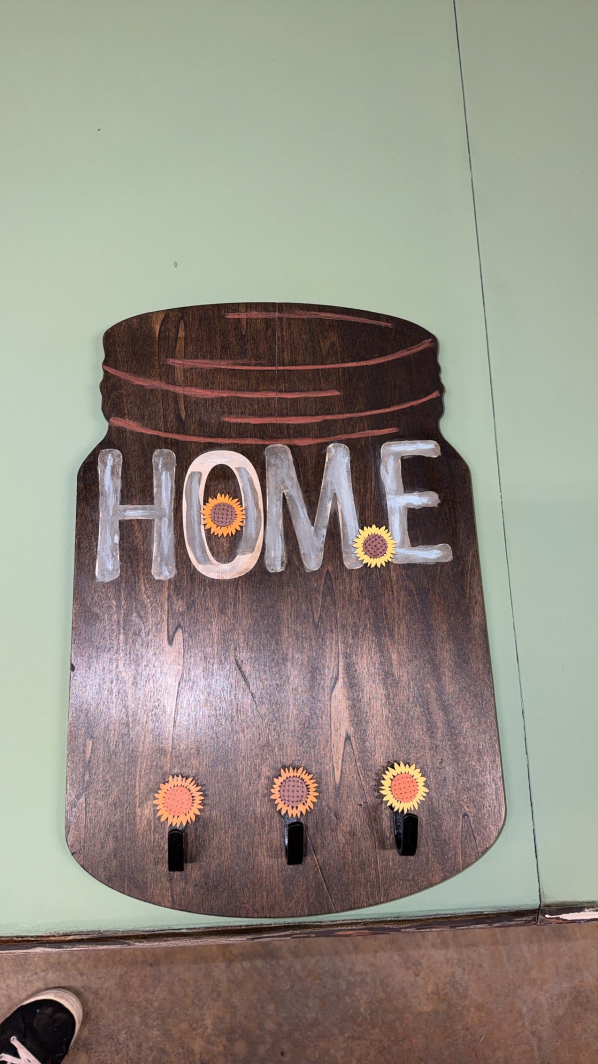 Mason Jar Home Sign with Hooks