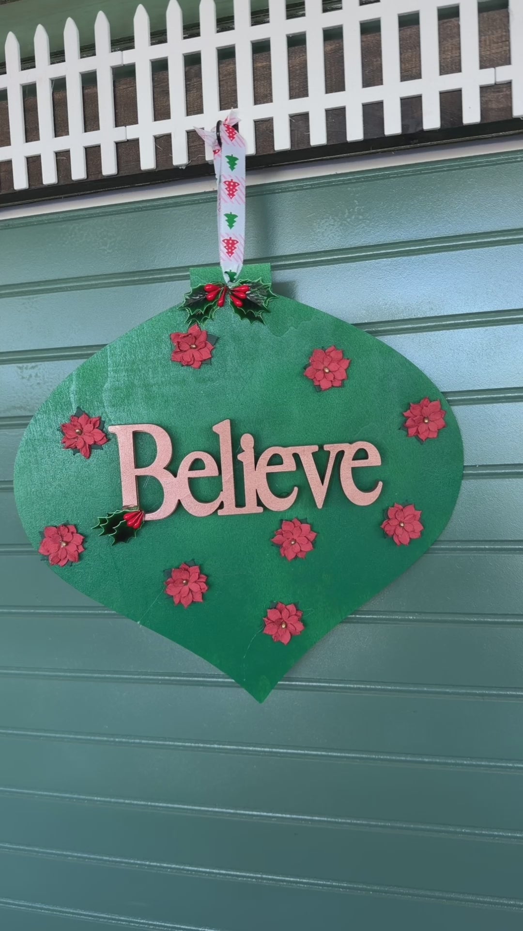 Green Ornament Believe Sign