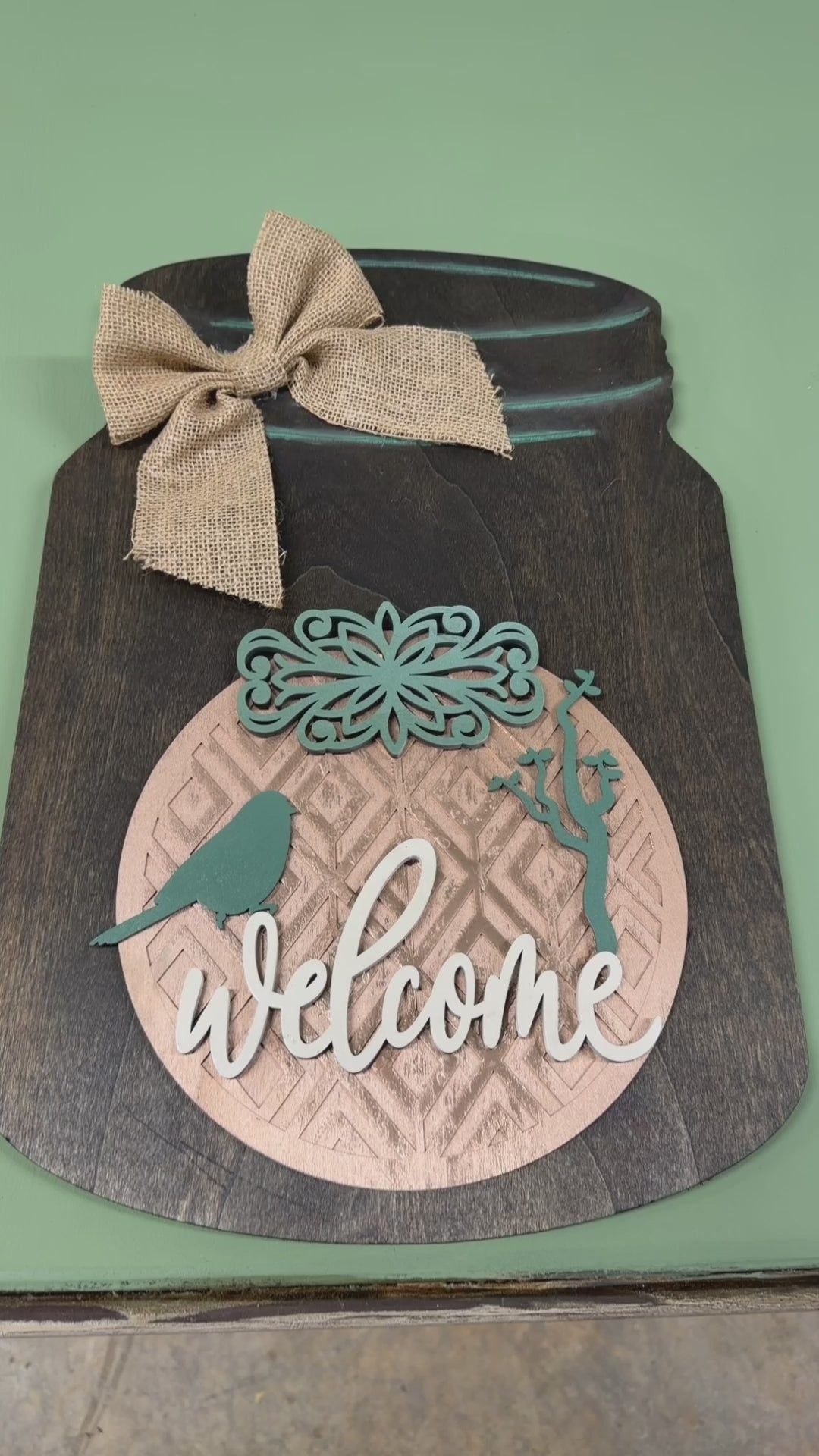 Handmade Bird Mason Jar Hanging Sign