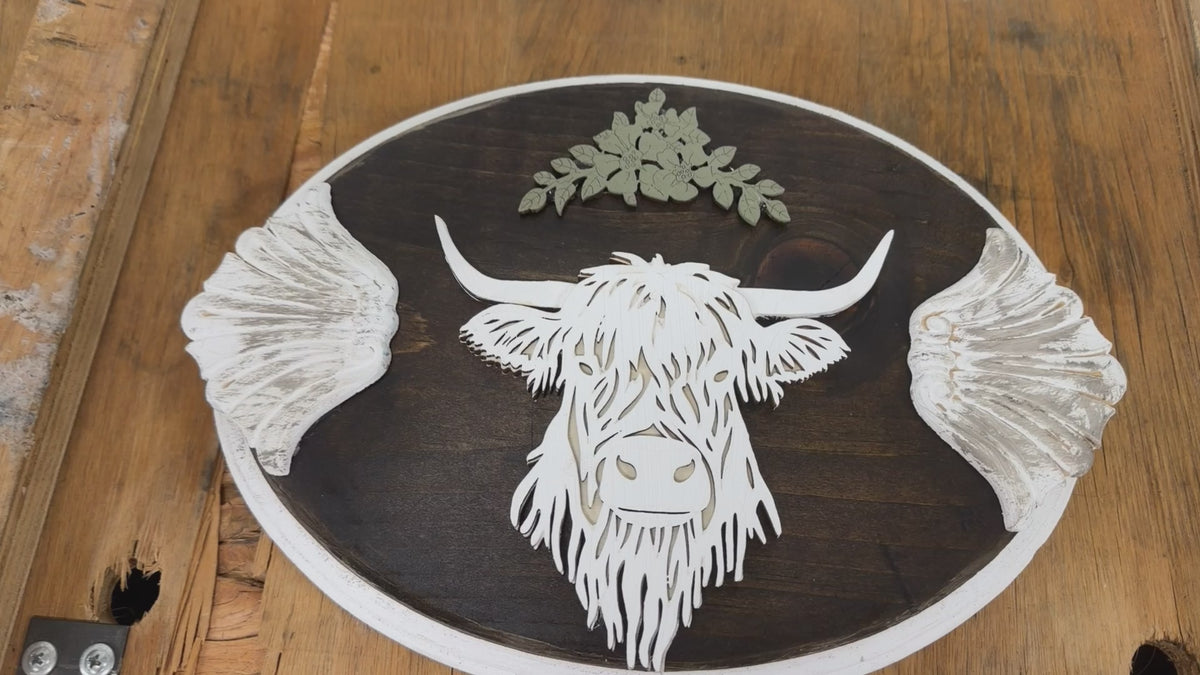 Rustic Highland Cow Plaque