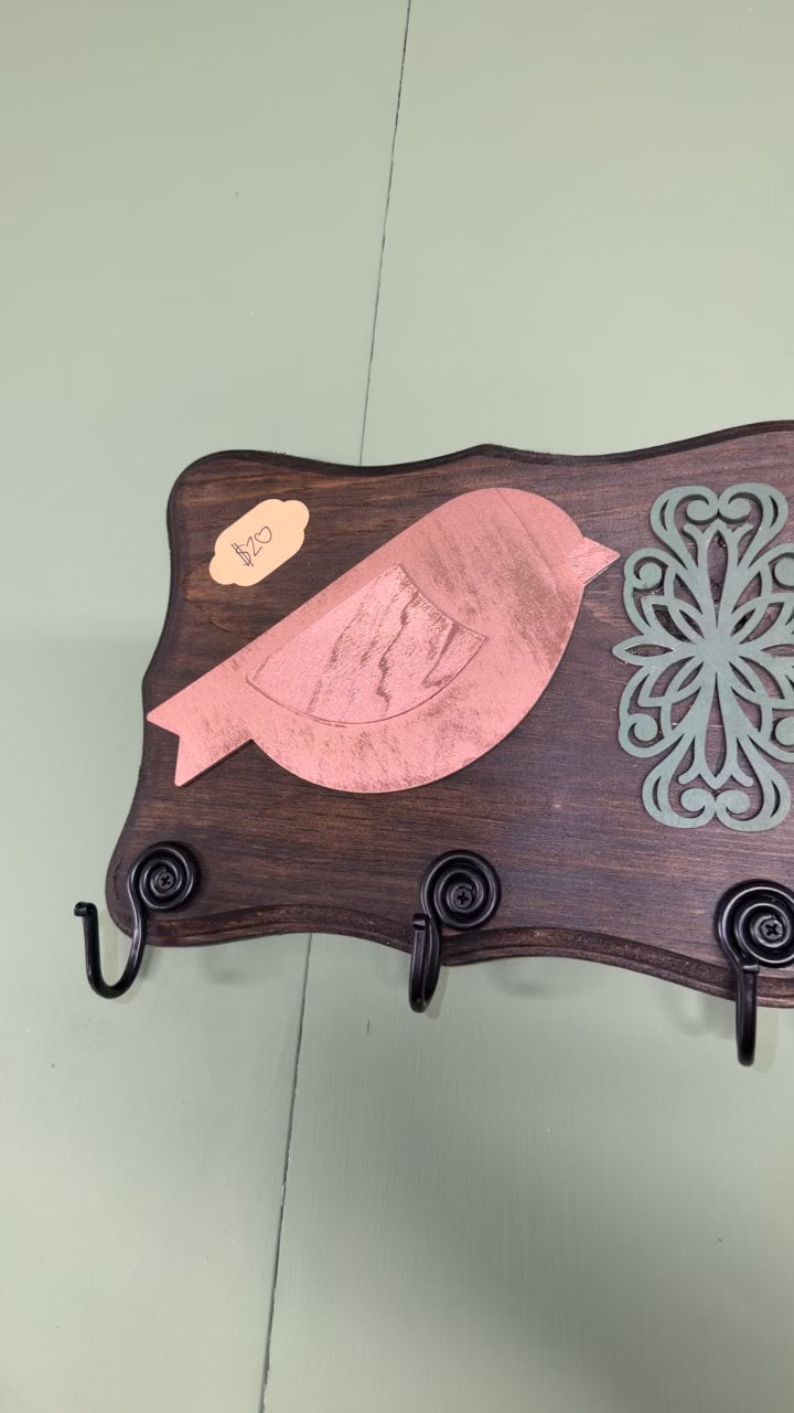 Stained Bird Key Holder Plaque