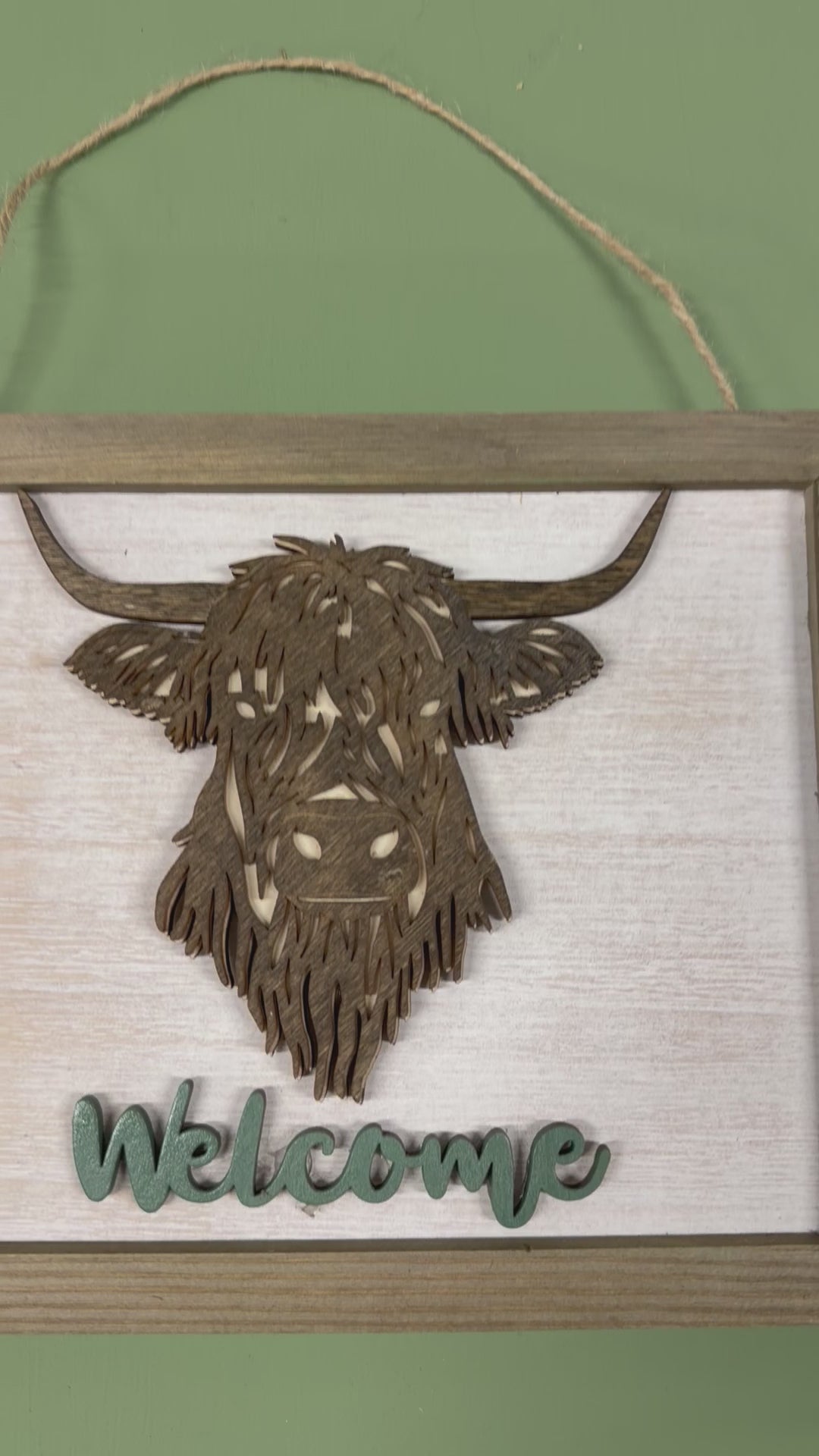 Rustic Highland Cow Welcome Sign