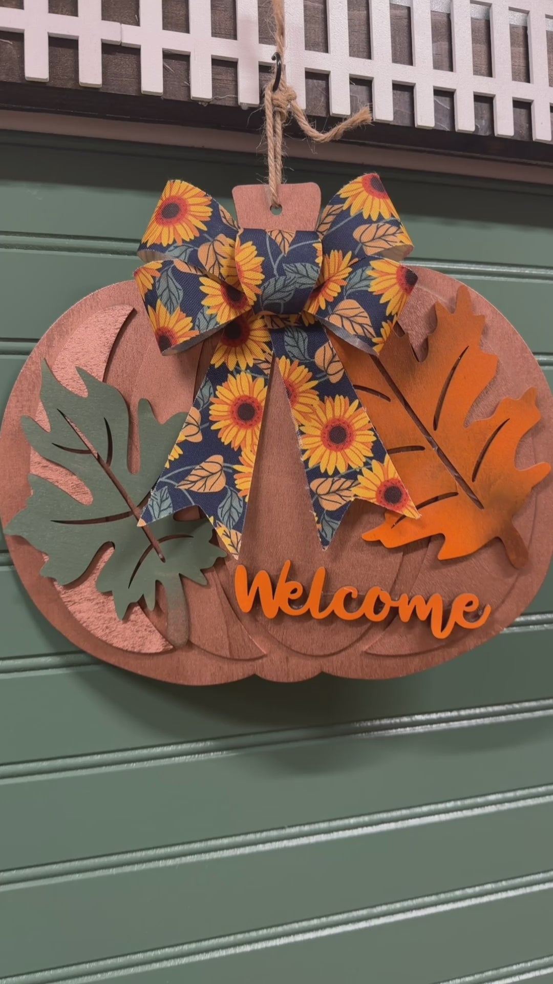 Copper Pumpkin Door Hanger Sign
